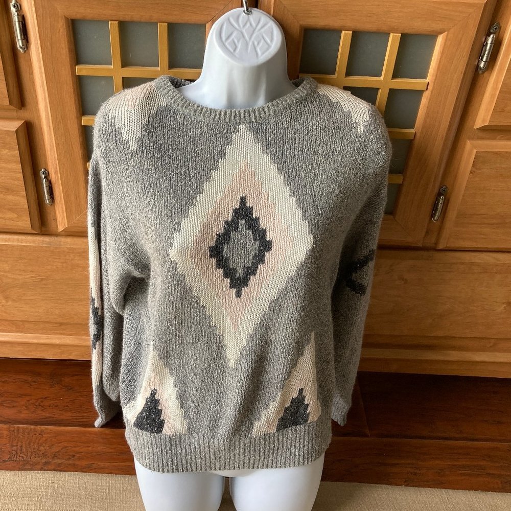 Raoul Gray and Cream Geometric Sweater